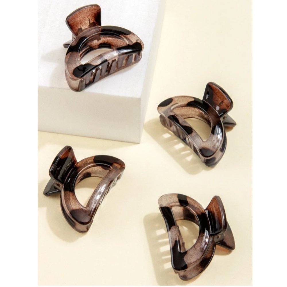 4pcs Resin Hair Claw Set Rounded